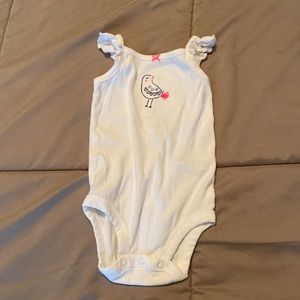 Carter’s 9M White sleeveless ruffles bird onesie
